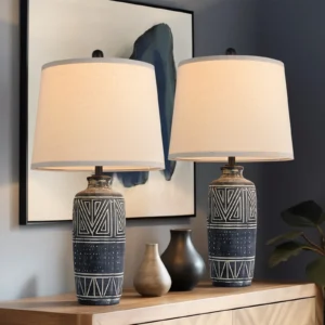 Southwestern Ceramic Table Lamp Set