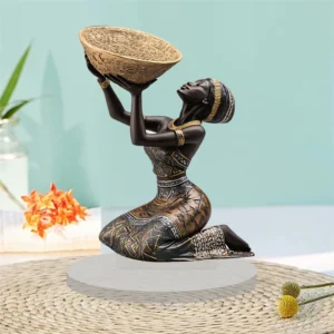 African Tribal Lady Resin Sculpture