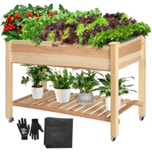 Mobile Elevated Garden Bed with Storage