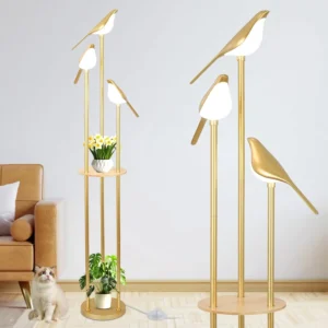 Gold LED Bird Floor Lamp