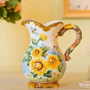 Hand-Painted Sunflower Ceramic Vase